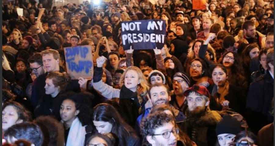 Anti-Trump protests break out in major cities of US, Lady Gaga Protests outside Trump Tower