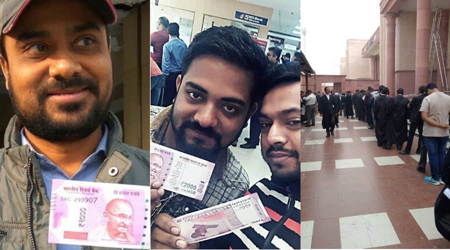selfie with new currency in lucknow