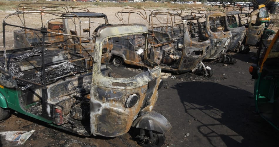 Standing in the taxi stand, 13 auto gets fire, chandigarh