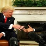Donald Trump and Barack Obama in awkward first meeting