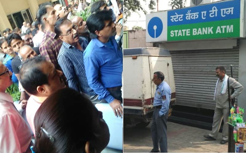 rush for atm and bank in lucknow