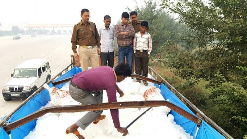 police recover meat in atruck