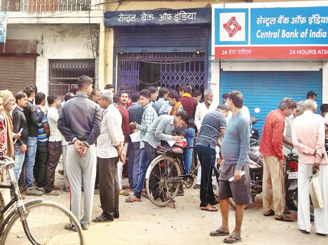 The change began queuing in banks, police said