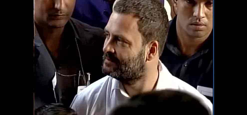 Congress Vice president Rahul Gandhi in queue at SBI, Parliament street