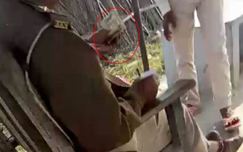 ayodhya cop pati ram yadav bribe video viral
