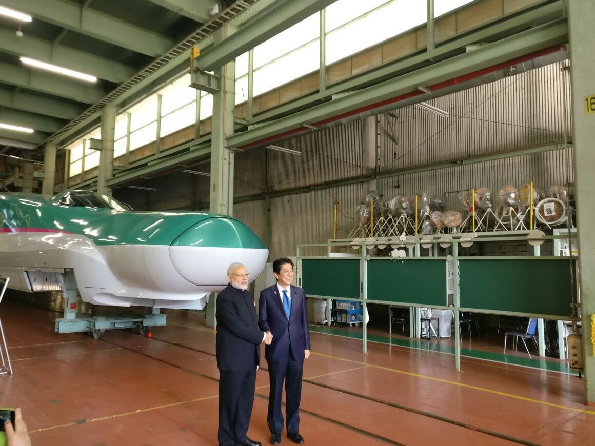 Narendra Modi and Shinzo Abe Take Ride In bullet train