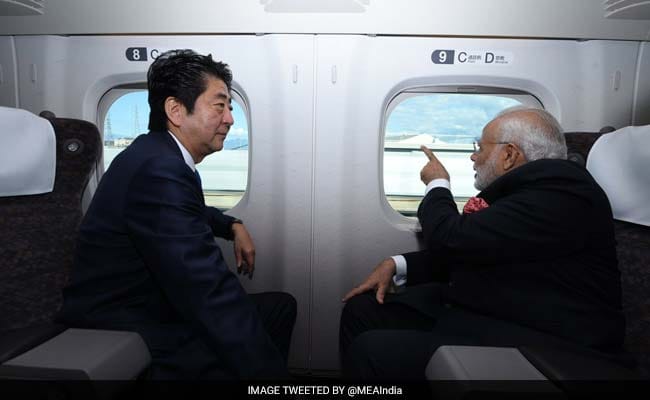Narendra Modi and Shinzo Abe Take Ride In bullet train
