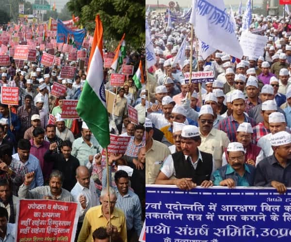  Protest on reservation in Lucknow.