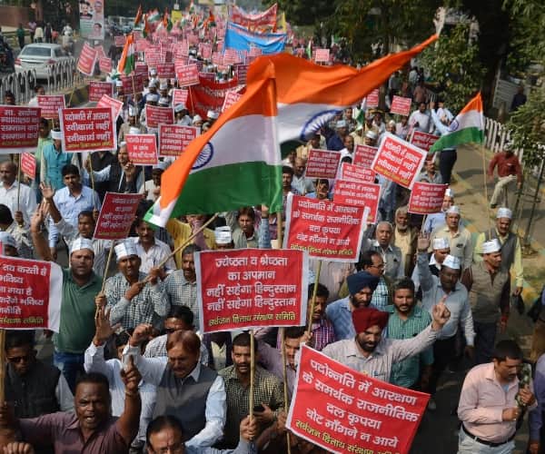  Protest on reservation in Lucknow.