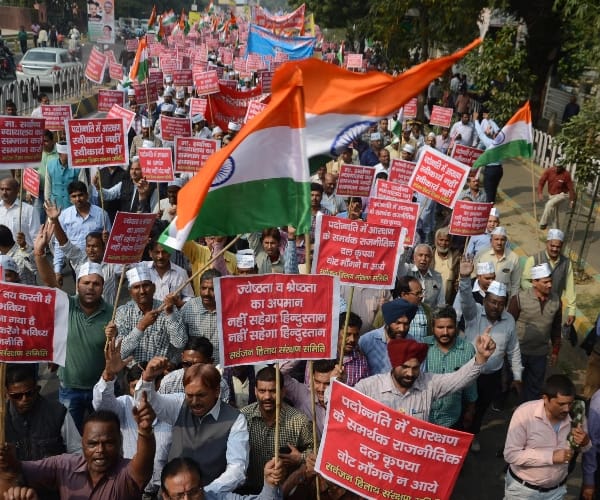  Protest on reservation in Lucknow.