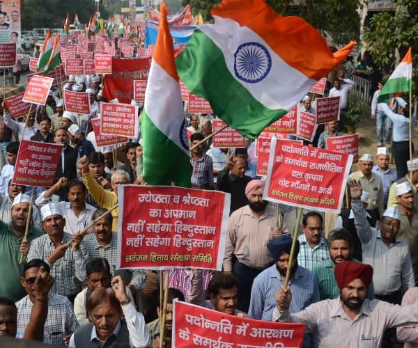  Protest on reservation in Lucknow.
