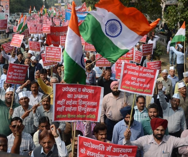  Protest on reservation in Lucknow.