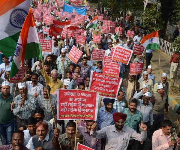  Protest on reservation in Lucknow.