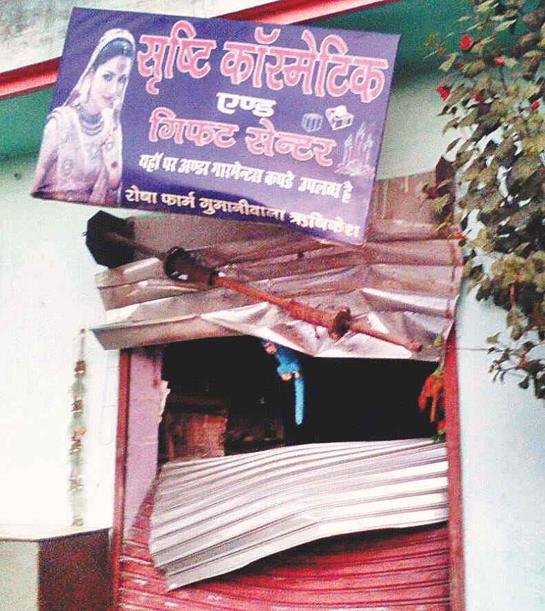 The elephant broke two shops shutter