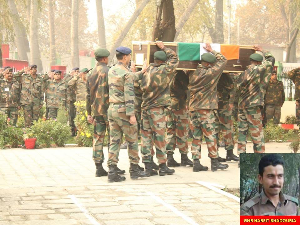 tributes paid to martyr harshit bhaduariya in sringar