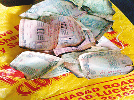 Hundred of litter found in the charred notes