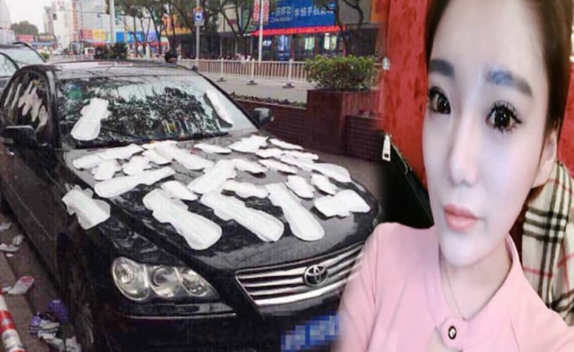 Woman Covers Boyfriend’s Car In Sanitary Napkins
