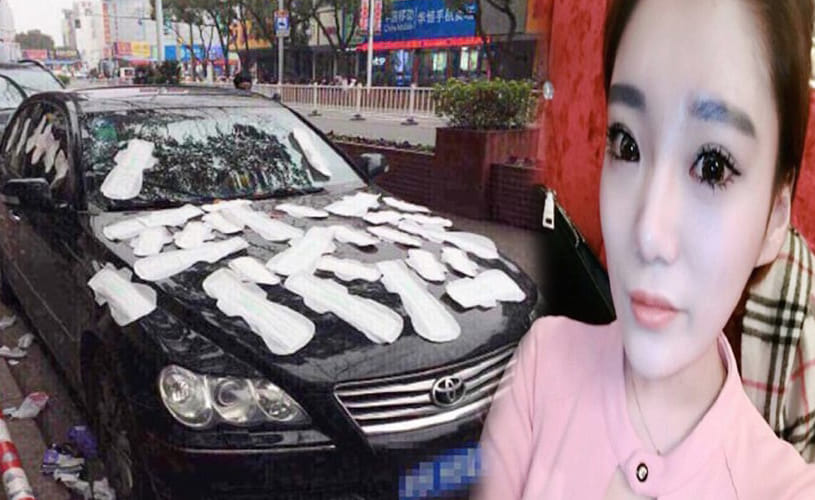 Woman Covers Boyfriend’s Car In Sanitary Napkins