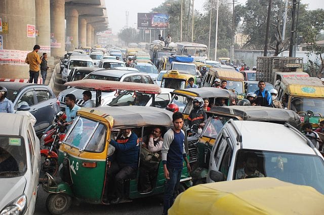 Truck and car clashed NH-24 jam