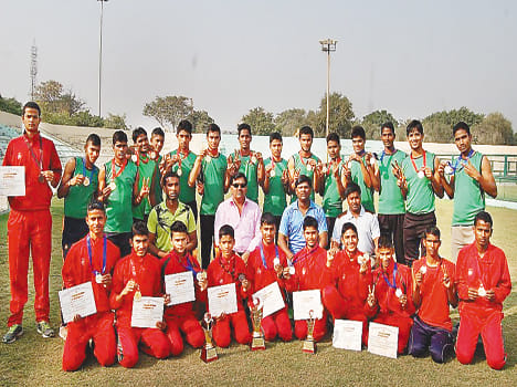 The winning team in athletics Saifai hostel