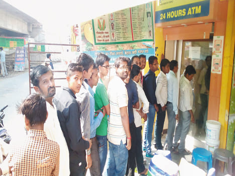 ATM kept out all day long queues