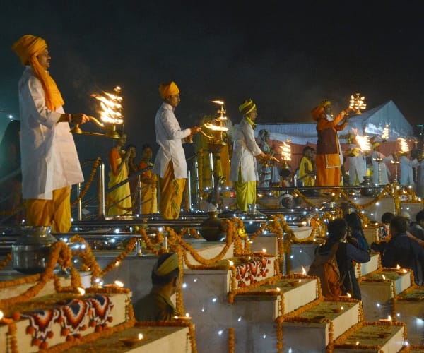  celebration of dev deepawali in lucknow.