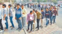 clerck exam, candidate, all things are put outside of examination center, kaithal