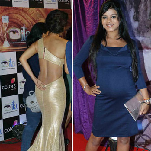mouni roy adjusting her dress in ita function