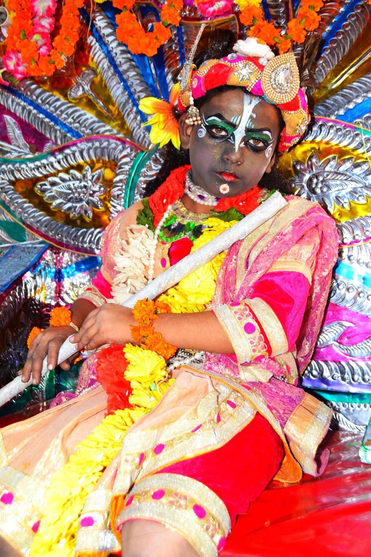 Basil-Saligram marriage scattered-colored hue