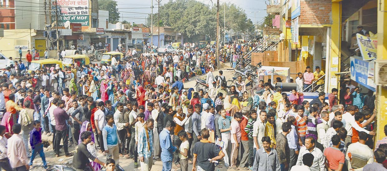 People queue outside banks rent