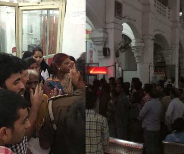  costumers turned angry after waitng for long in post office during currency change.