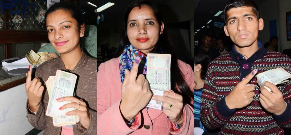 banks started applying indelible ink mark on the right hand index for currency exchange