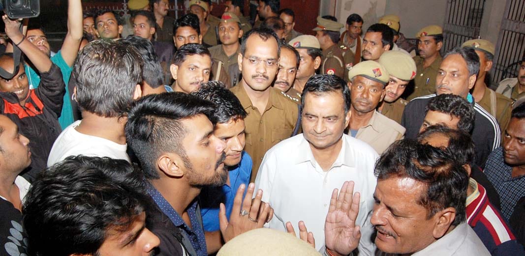 student protest in university gate