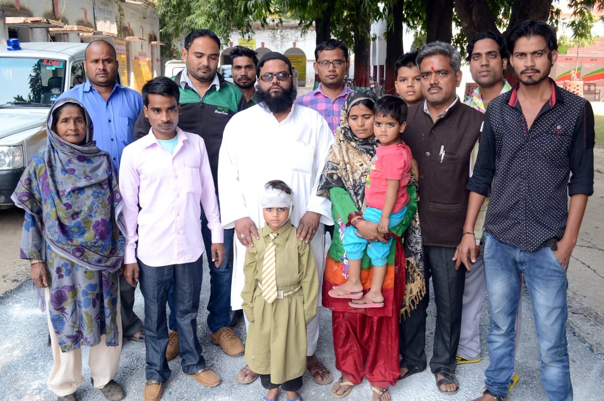 Near the school after submitting a memorandum demanding speed breakers