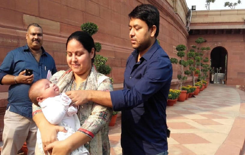misa bharti attend rajysabha with her month old son