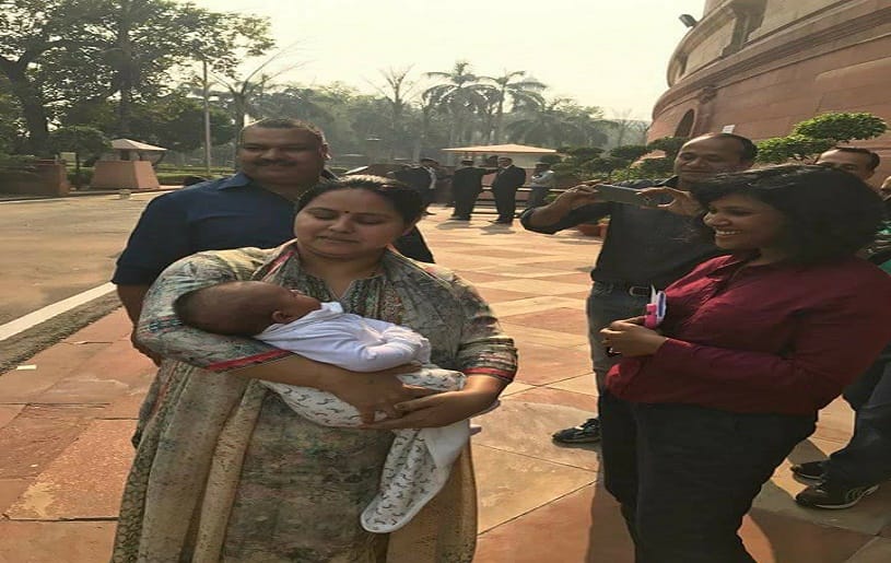 misa bharti attend rajysabha with her month old son