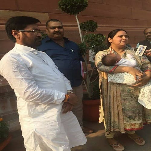 misa bharti attend rajysabha with her month old son
