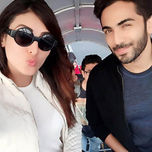 mandana karimi doing swimming in victoria waterfall