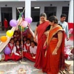 तंबू निर्माण कर सजाई आकर्षक रंगोली