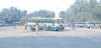 While hanging on the door of the bus dropped students ascended on foot tires, Kurukshetra