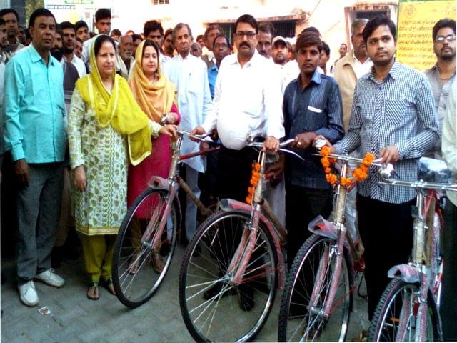 Bicycles were distributed to workers