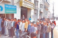 panipat, rush, front, bank, cash