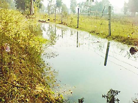 Farmland submerged pipeline from breaking
