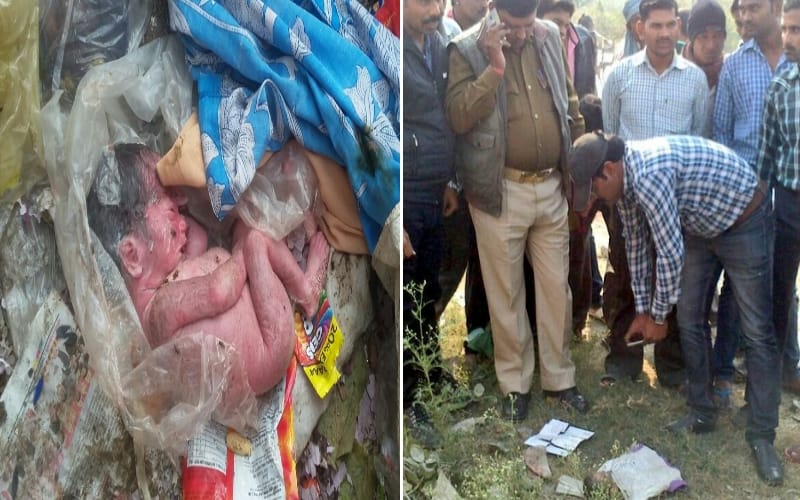 new born babies found in garbage in lucknow 