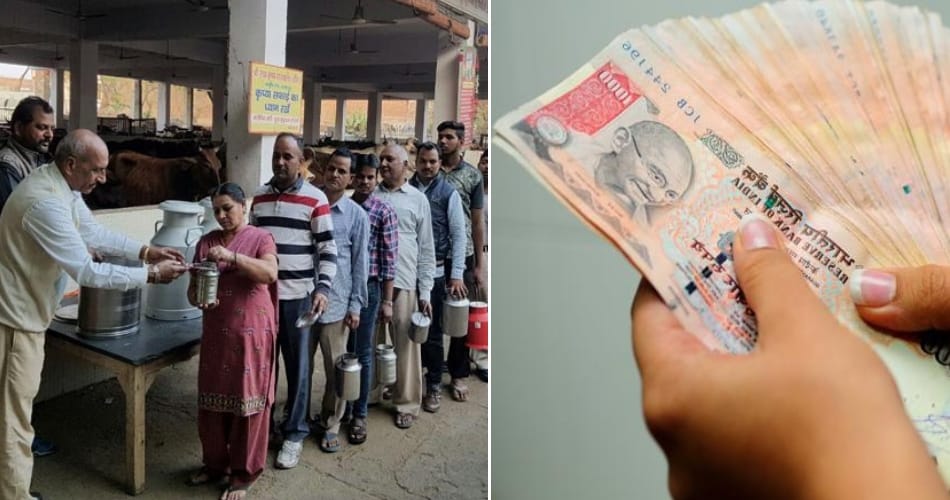 unqiue work in between noteban, give 500 and 1000 rupee note and get fresh cow milk