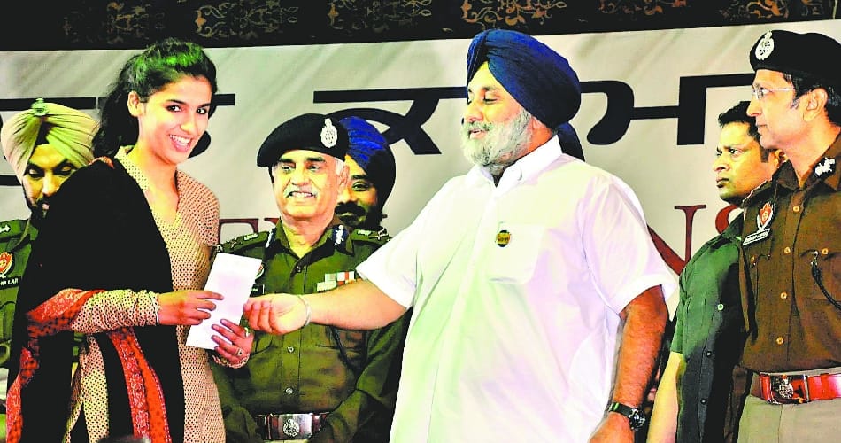 Sukhbir singh badal, handed over appointment letters, to newly recruited 5581 soldiers