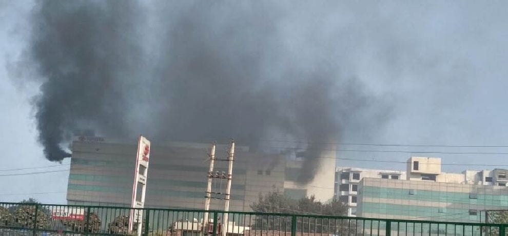 fire in Toyota showroom 