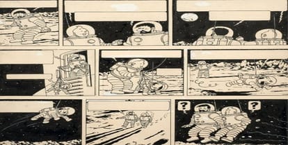 Original Tintin Explorers on the Moon drawing sells at auction for £1.3million