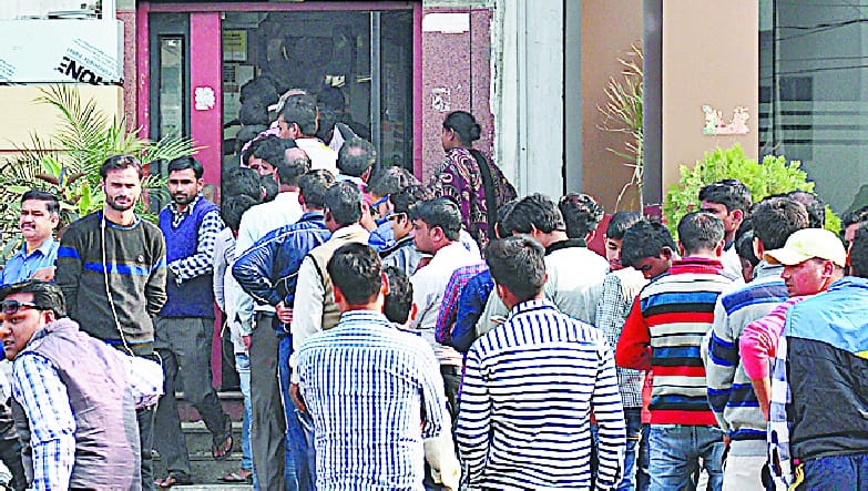 Locks hanging on banks, engaged in ATM queues