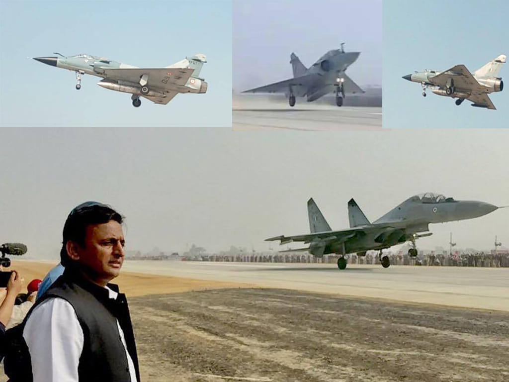 fighter plane show on lucknow agra expressway 